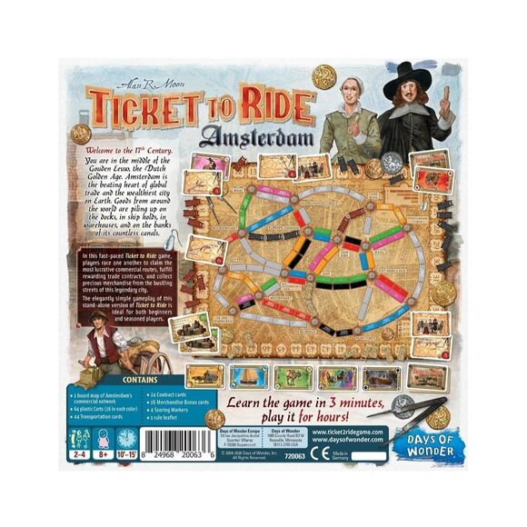 Ticket to Ride Amsterdam Board Game - Train Route-Building Strategy Game, Ages 8 - Picture 3 of 4